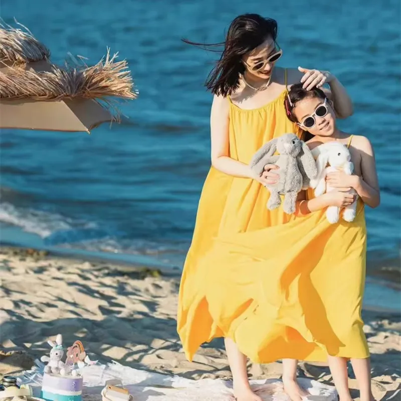 Baby Yellow Clothing Women - Gaun Pakaian Pantai Cocok Ibu dan