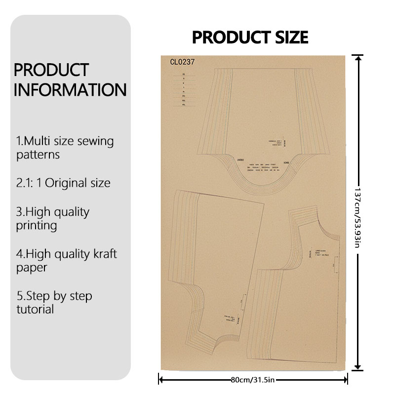 Pola jahit untuk Blus Linen wa - Baby Clothing Patterns ulasan dan harga